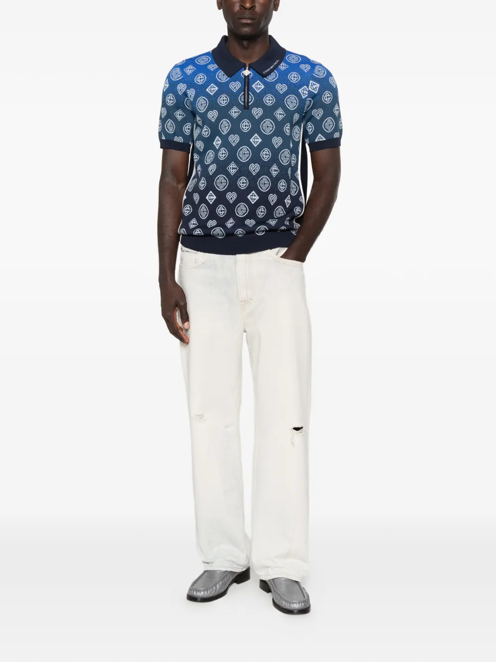 Casablanca Shorts met monogram-patroon en kleurverloop Blauw