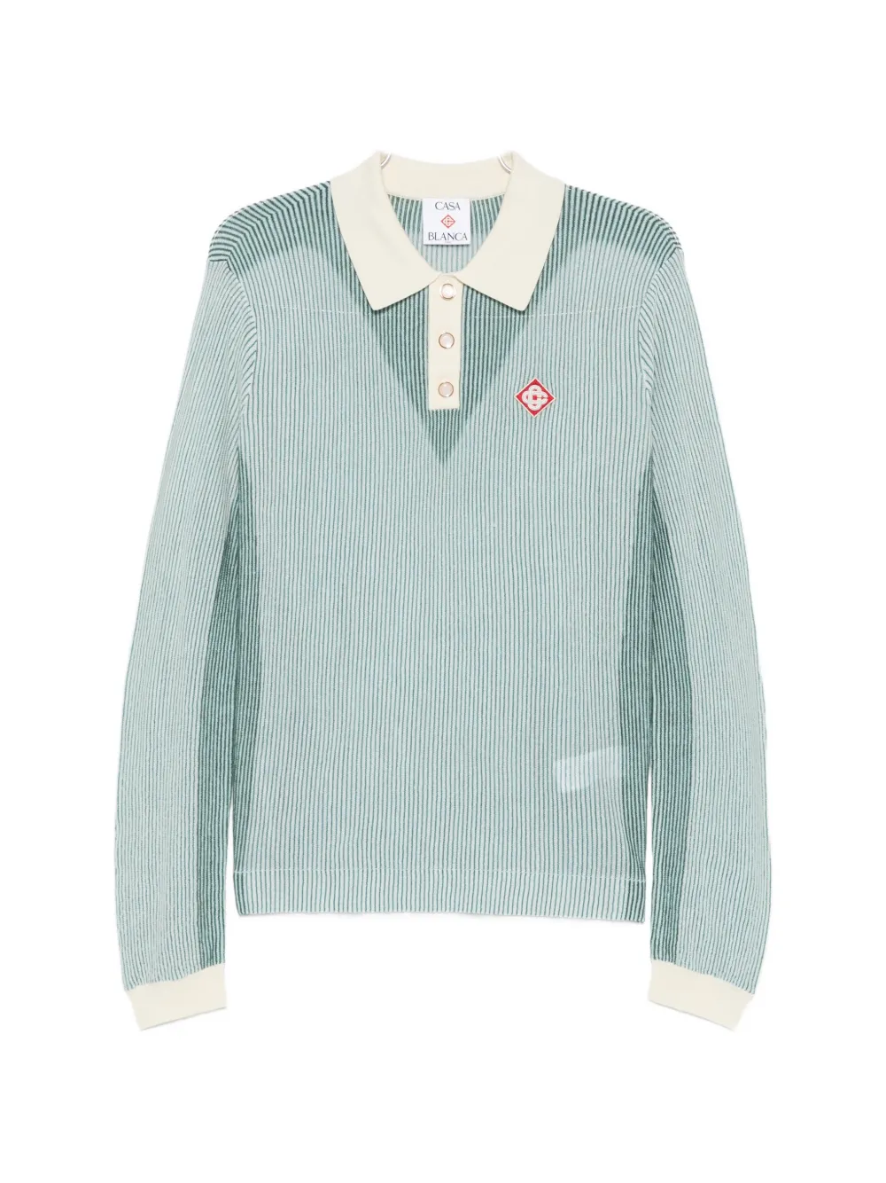 Casablanca ribbed-knit logo-patch polo shirt - Verde