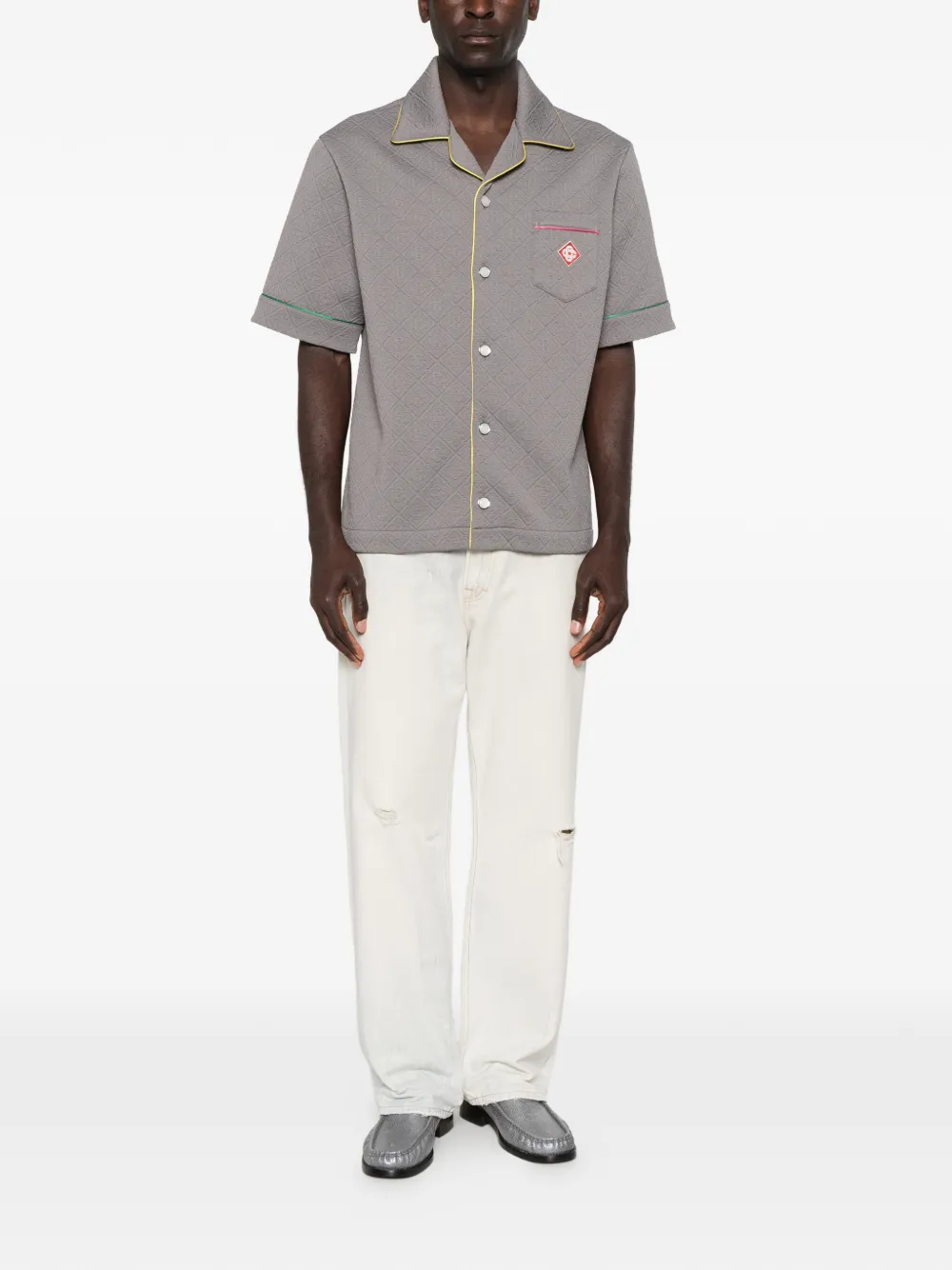 Casablanca Overhemd met monogram-jacquard en contrasterende afwerking Grijs