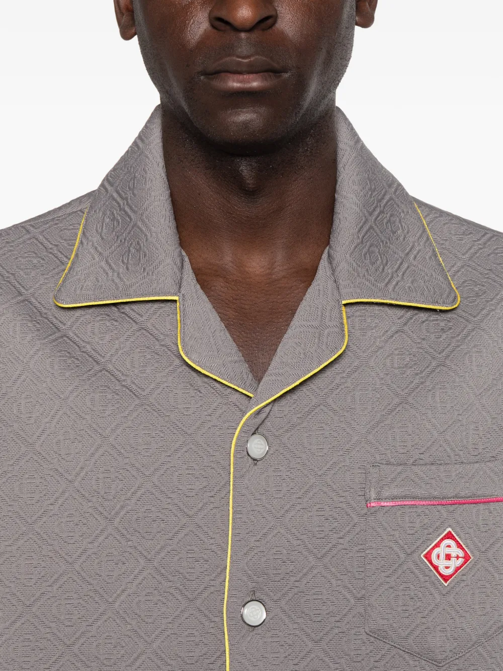 Casablanca Overhemd met monogram-jacquard en contrasterende afwerking Grijs