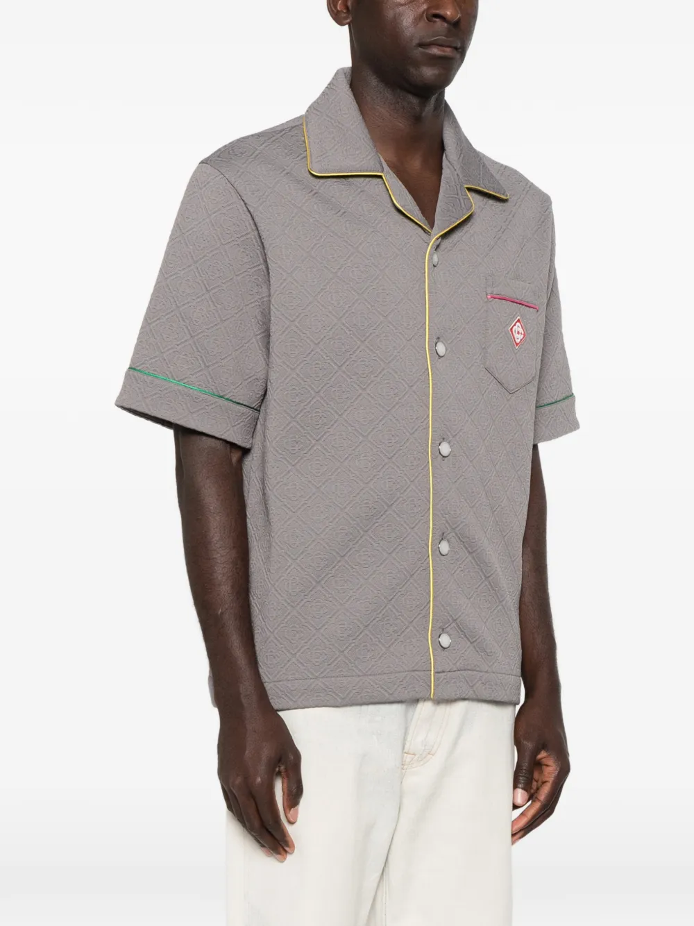 Casablanca Overhemd met monogram-jacquard en contrasterende afwerking Grijs