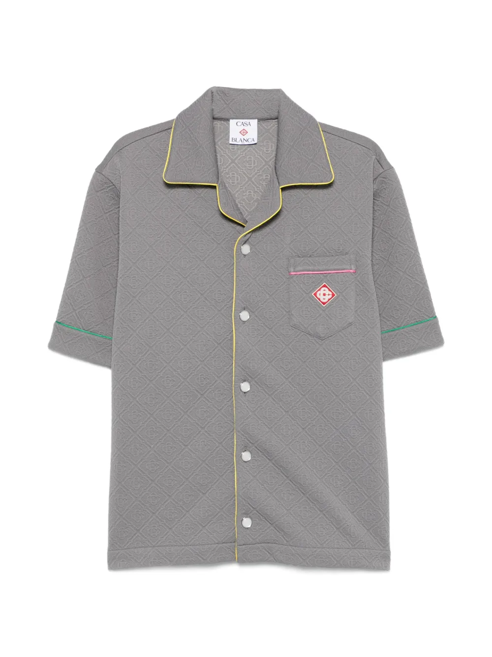 Casablanca monogram-jacquard contrast-trim shirt - Grigio