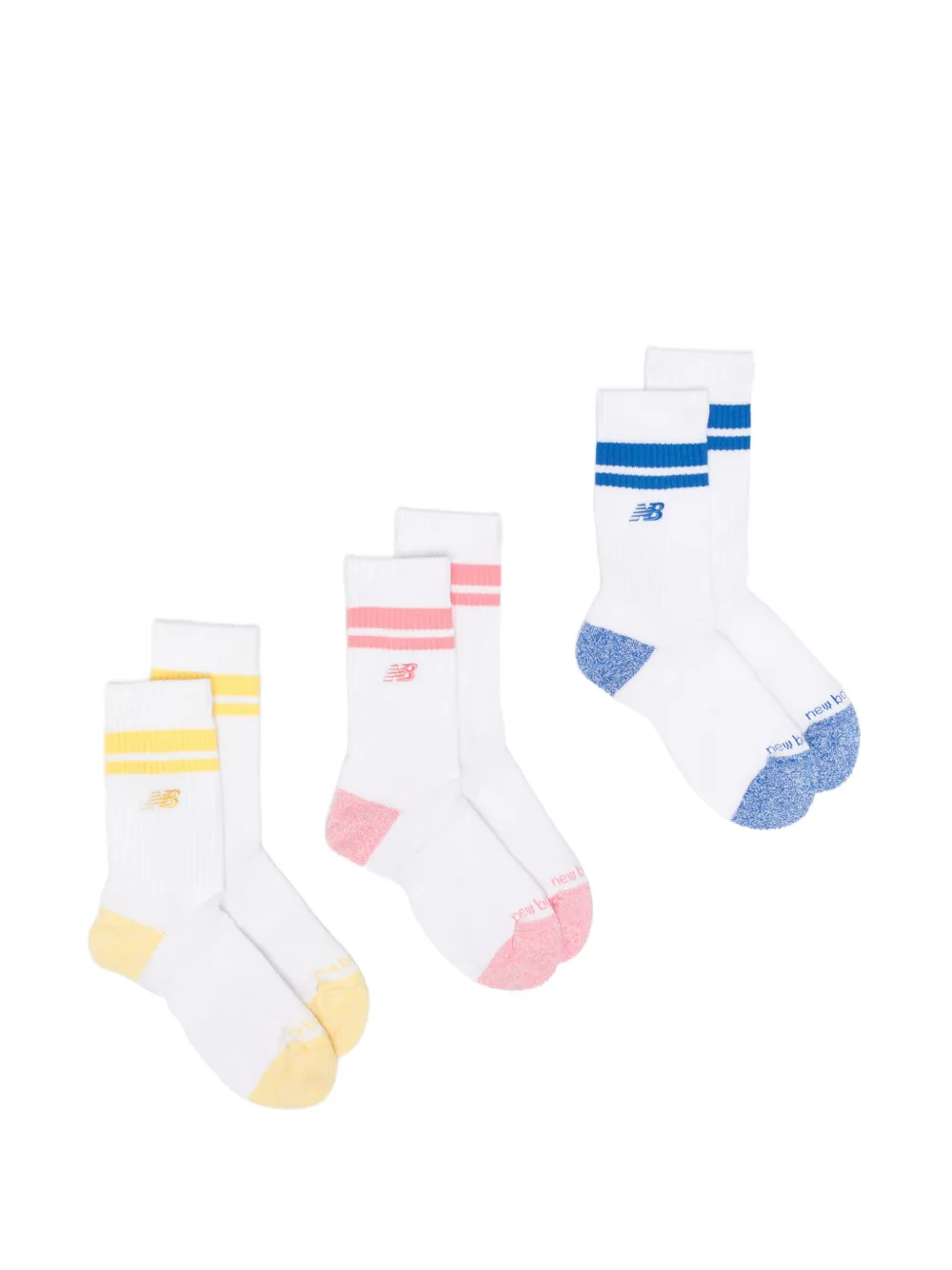 New Balance logo-embroidered striped socks - Bianco