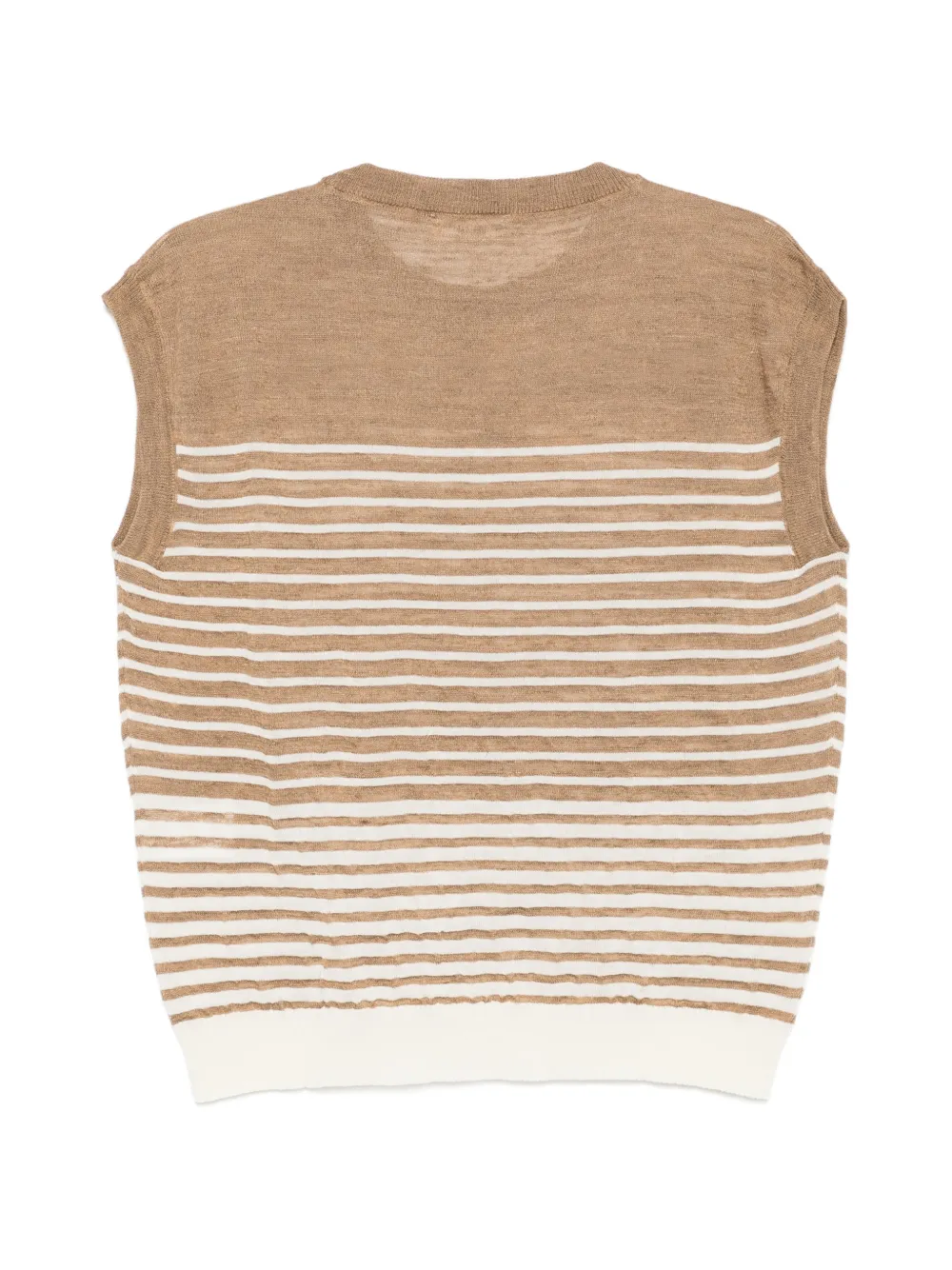 Roberto Collina Gestreepte mouwloze trui Beige