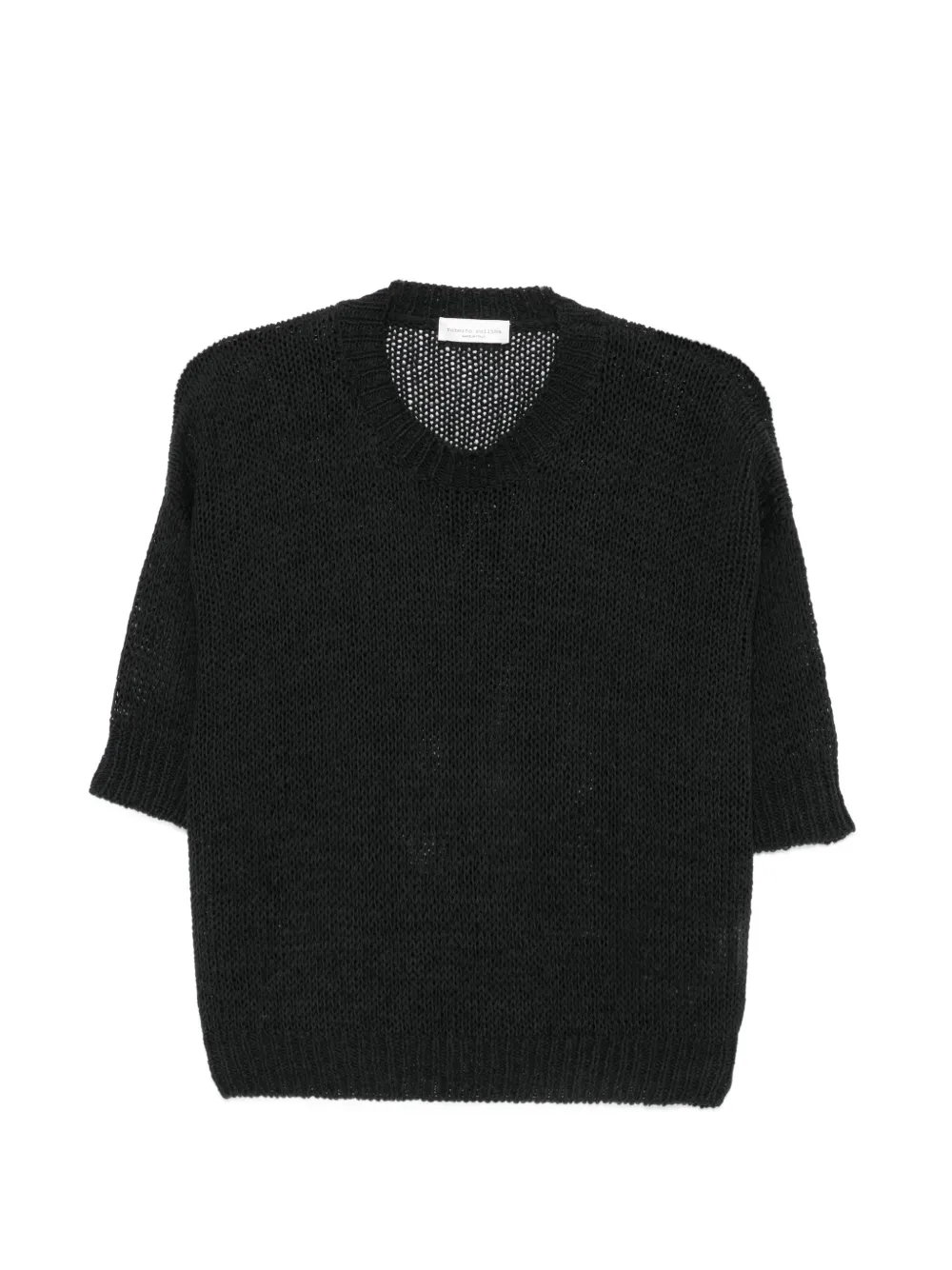 Roberto Collina open-knit short-sleeve sweater - Schwarz