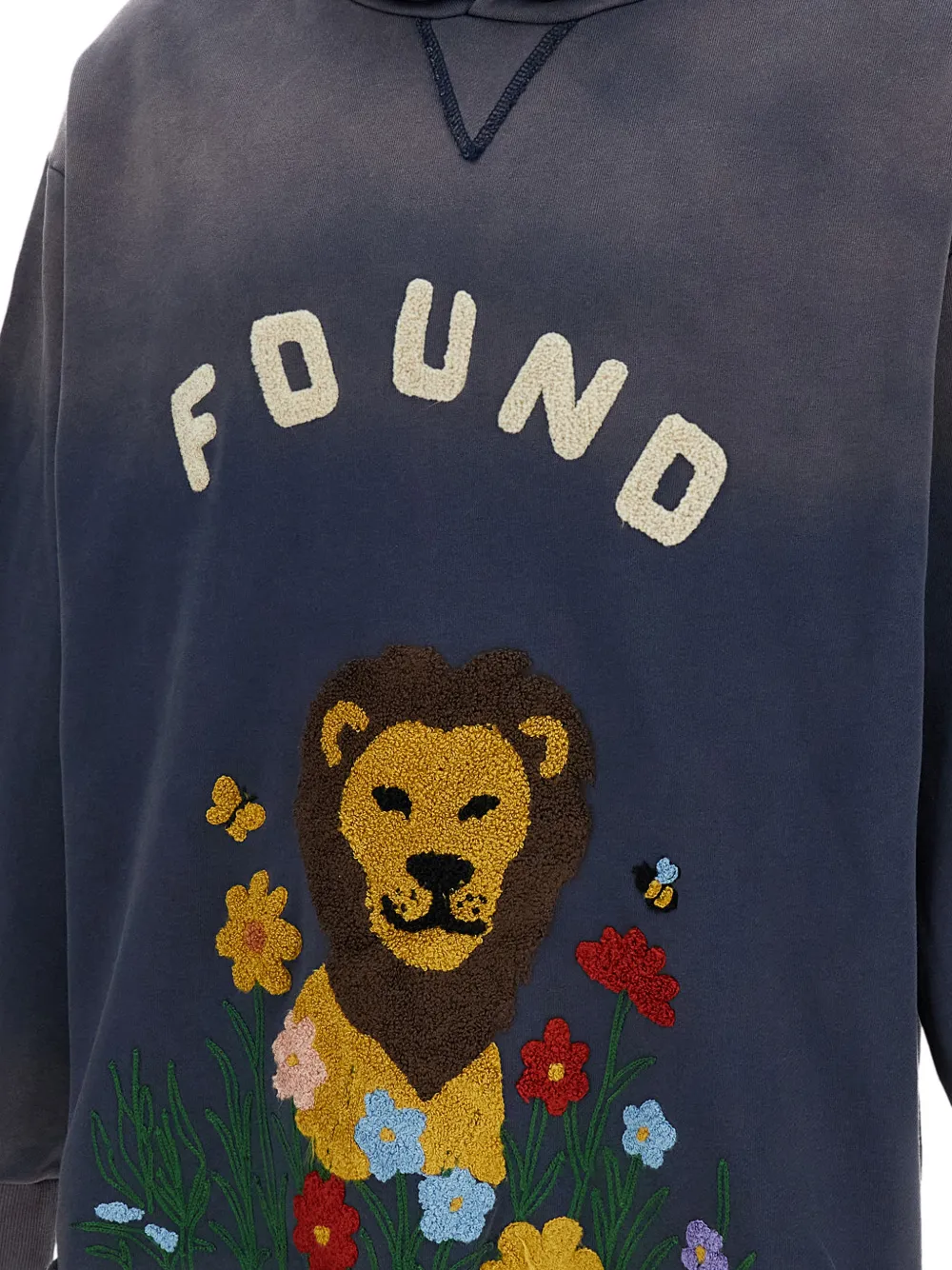  Found Sudadera Con Capucha Y León Bordado - Azul 