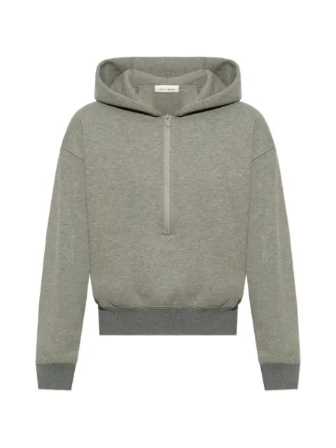 FEAR OF GOD ESSENTIALS Agasalho jeans com capuz e patch de logo