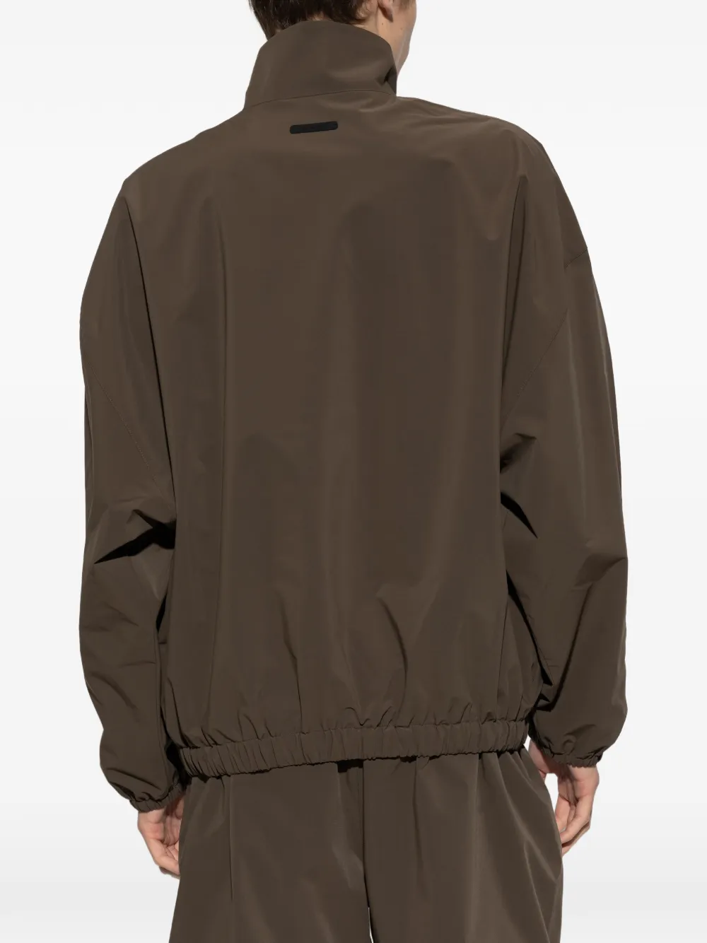 FEAR OF GOD ESSENTIALS sweater met geborduurd logo en halve rits Bruin