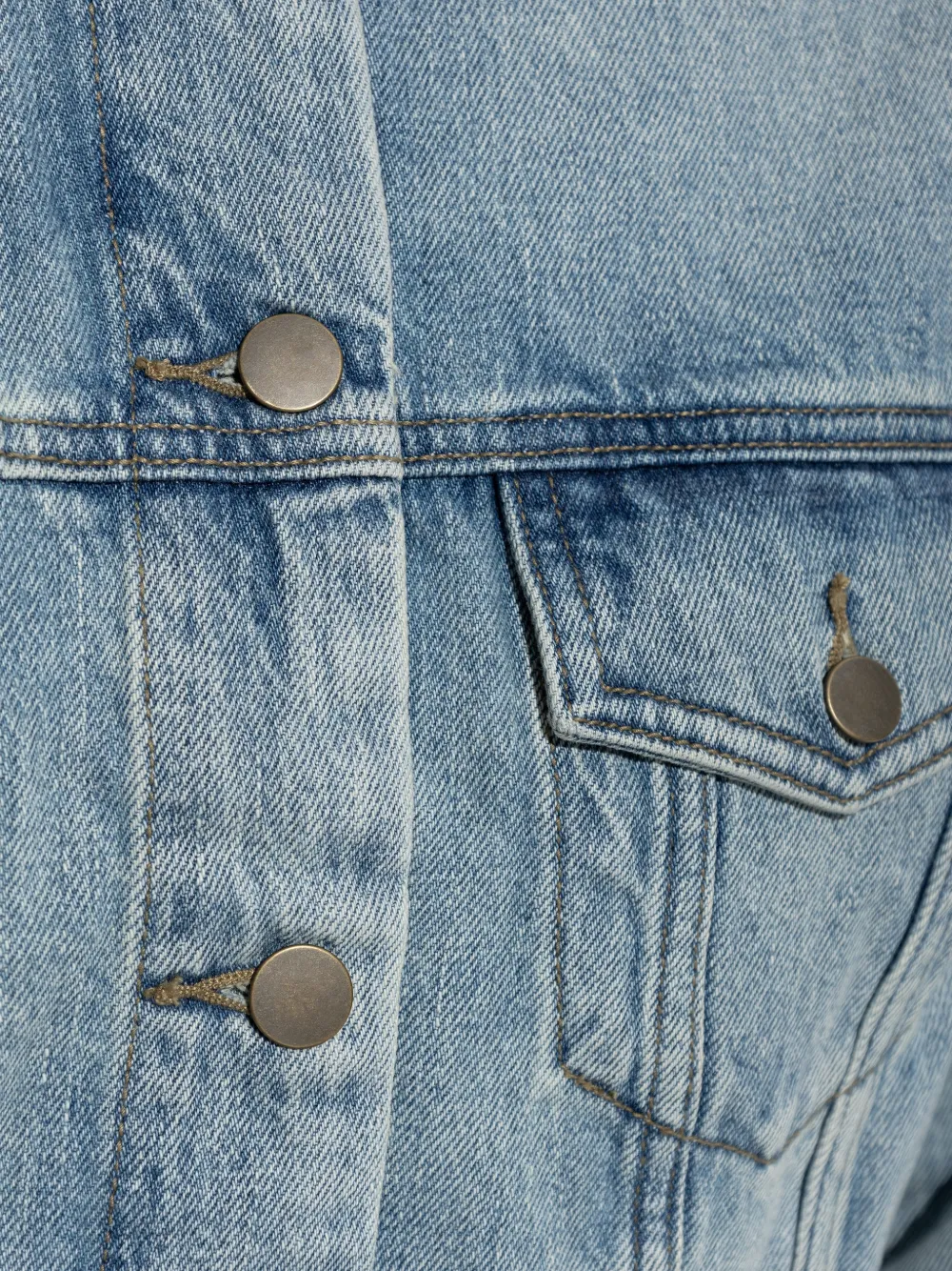 FEAR OF GOD ESSENTIALS cropped denim jack Blauw