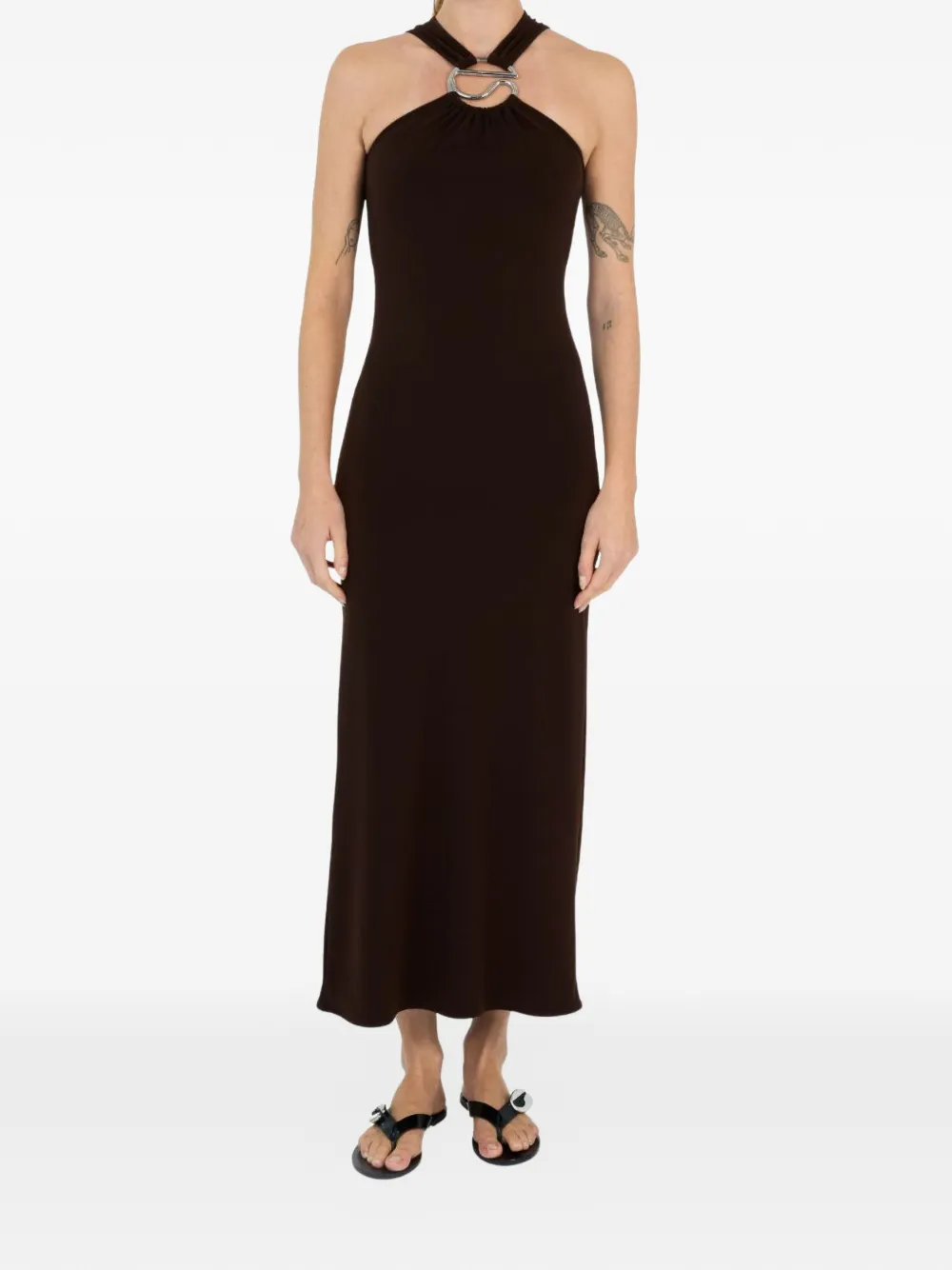 Coperni C-logo gathered dress - Braun