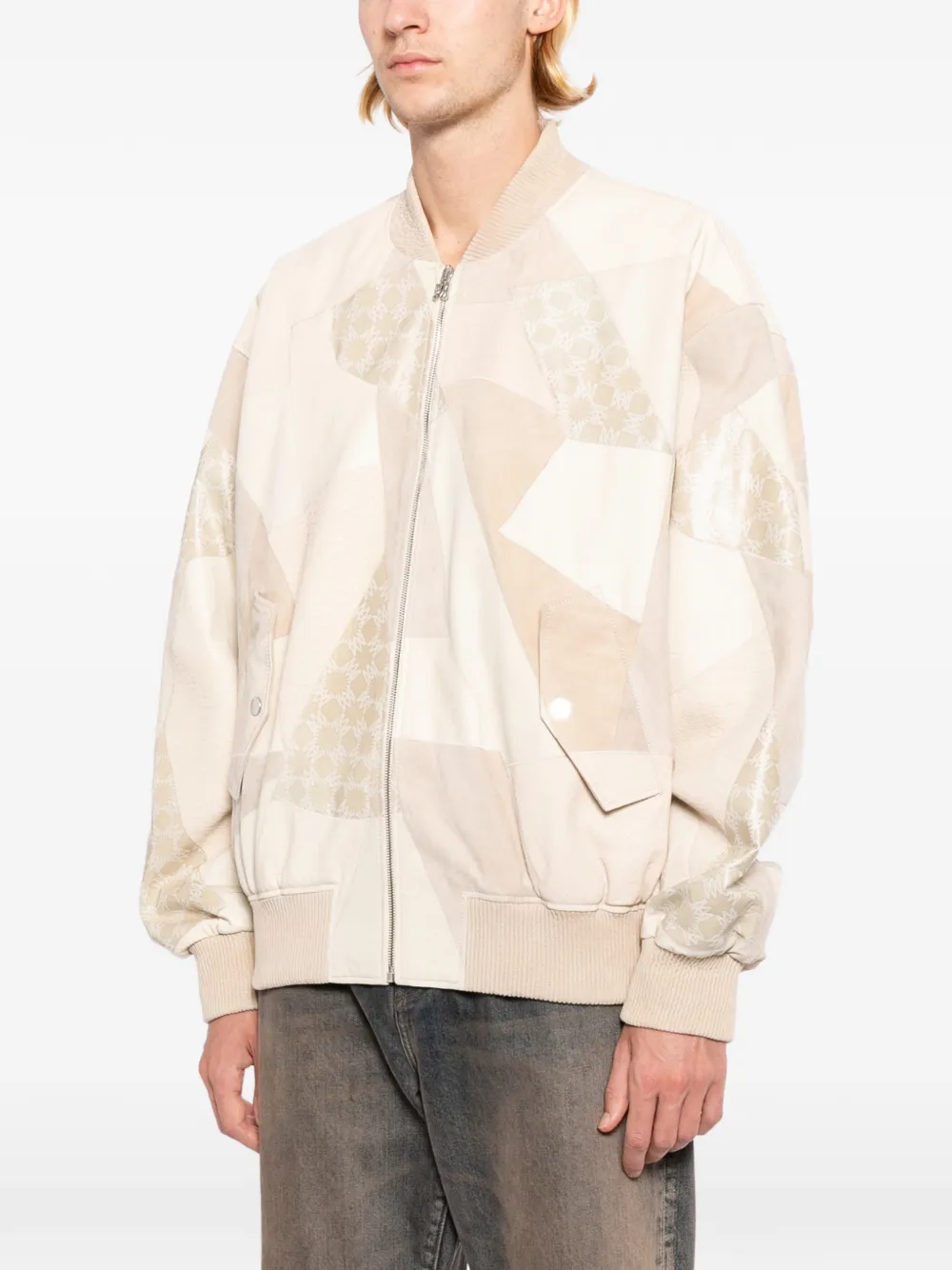 AMIRI Bomberjack met patchwork Beige