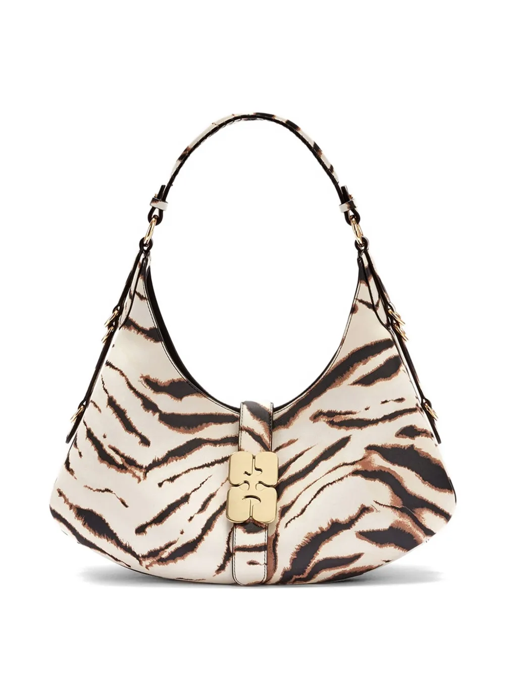 GANNI small Kat zebra-print shoulder bag - Toni neutri