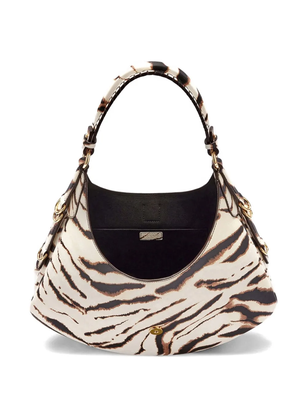 GANNI Kat kleine schoudertas met zebraprint Beige