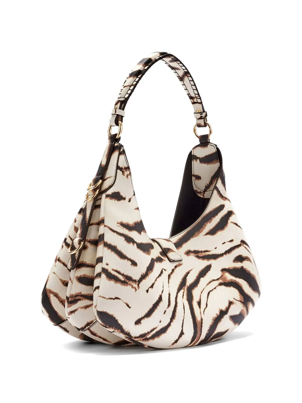 GANNI Kat kleine schoudertas met zebraprint Beige