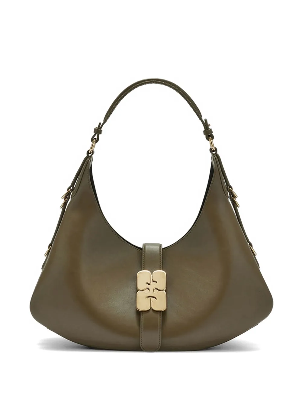 GANNI Kat logo-plaque shoulder bag - Verde