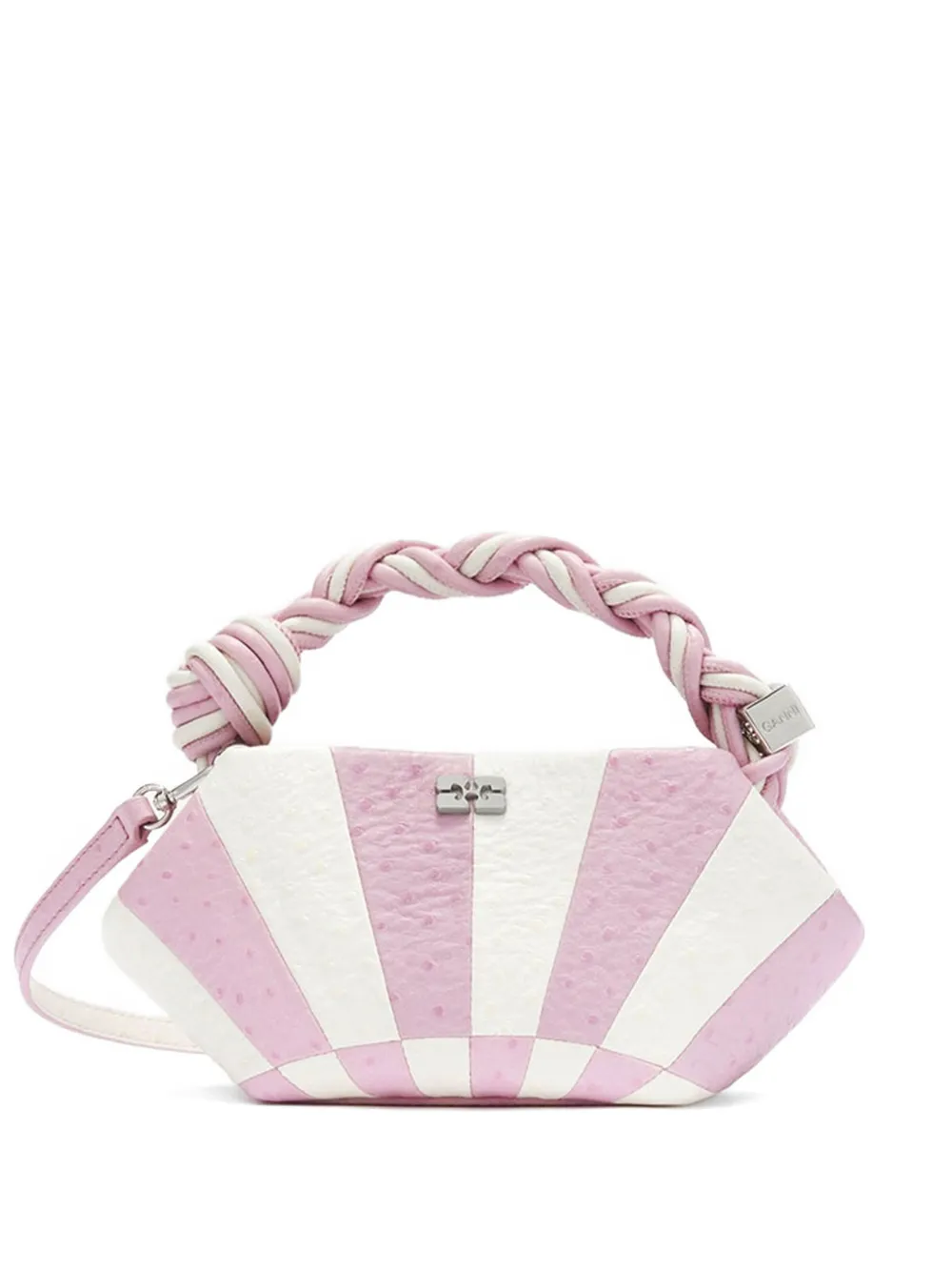 GANNI Borsa a spalla Bou in pelle a righe - Rosa