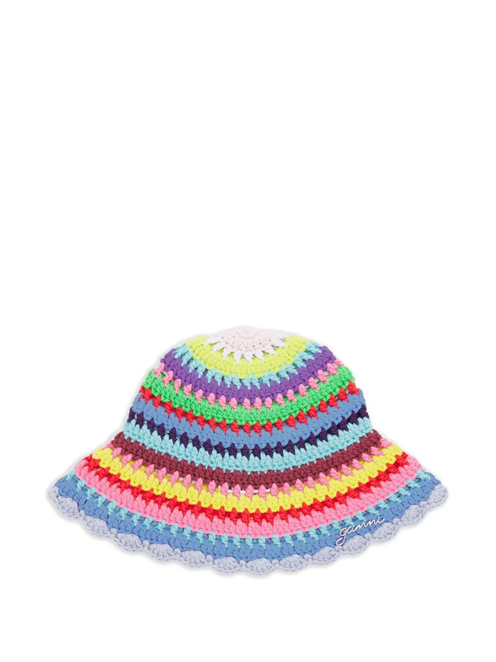 GANNI crochet-knit bucket hat - Blu