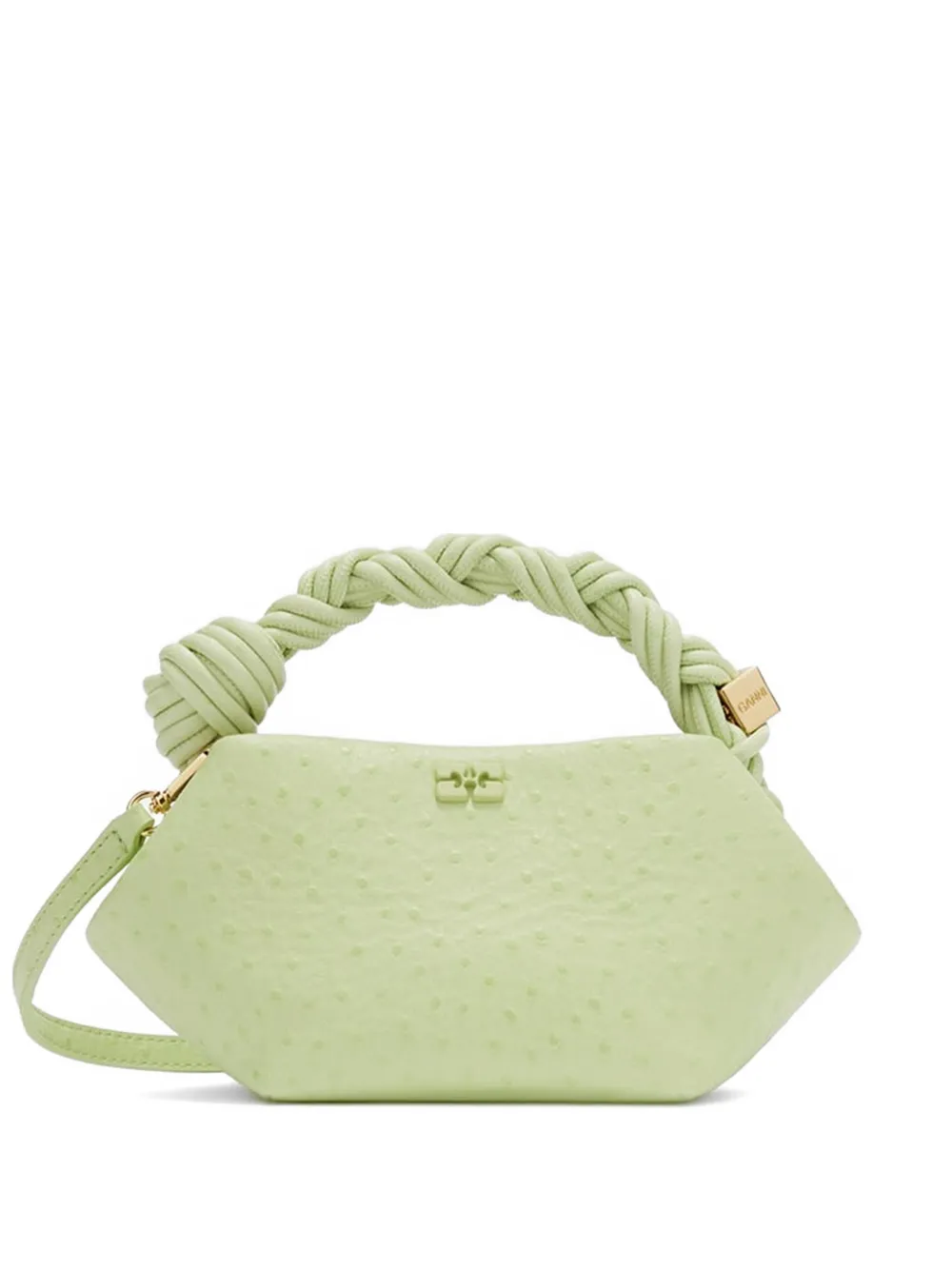 GANNI Bou ostrich-effect tote bag - Verde