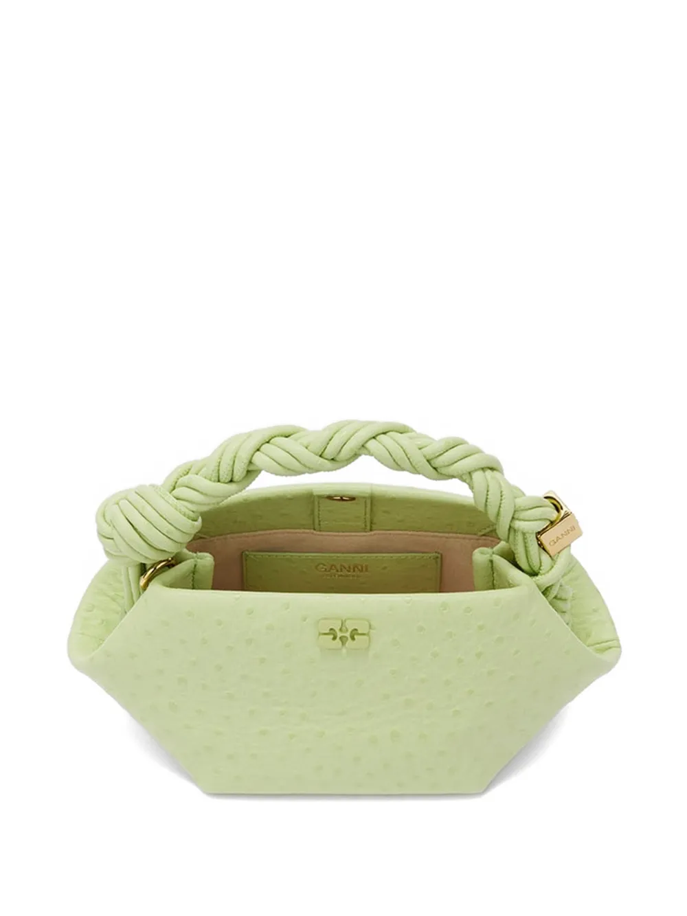 GANNI Kleine Bou shopper met struisvogeleffect Groen
