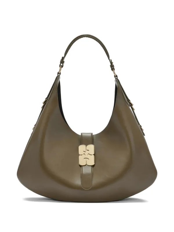 Ganni Large Kat Shoulder Bag in Green