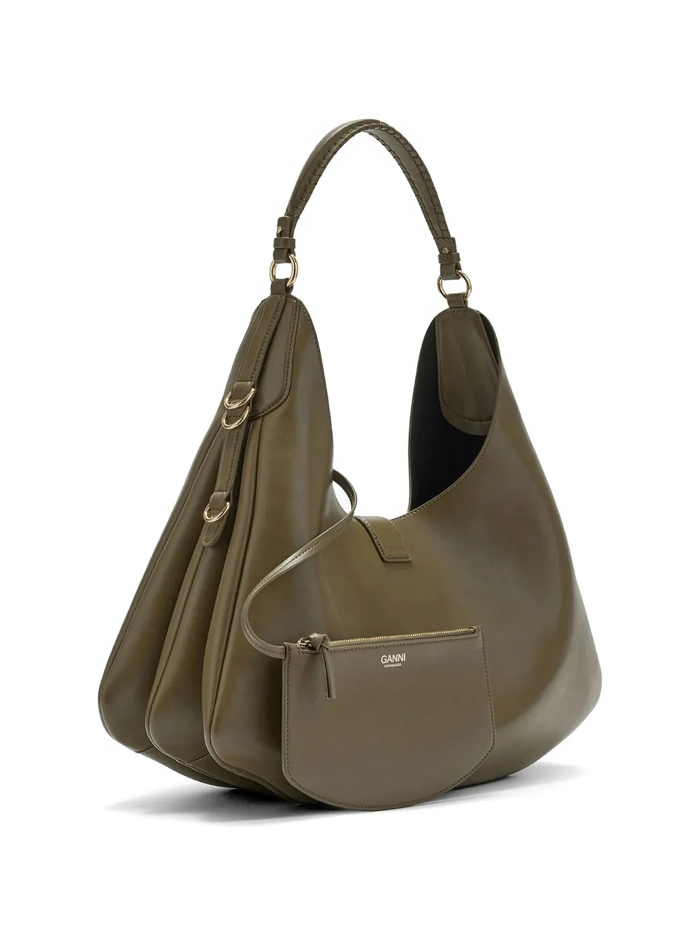 GANNI Kat grote schoudertas Groen