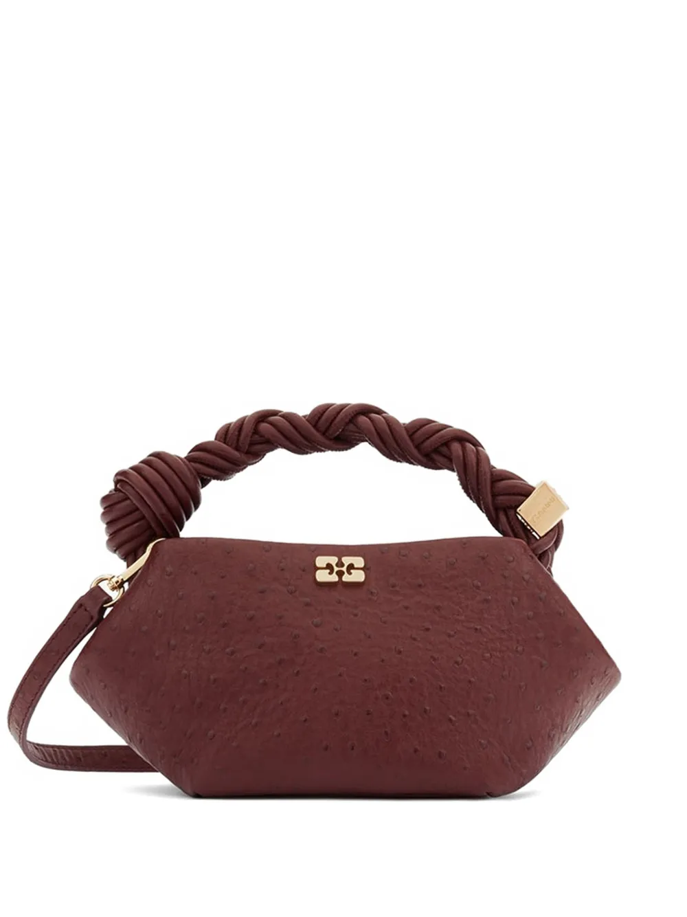 GANNI mini Bou ostrich-effect tote bag - Rosso