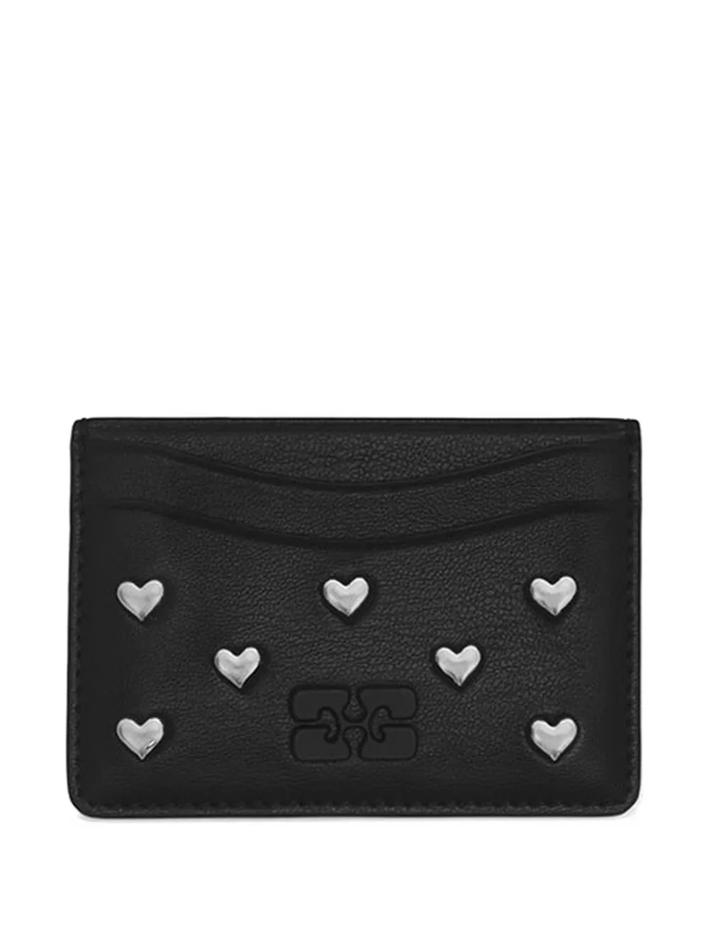 GANNI Bou heart-stud cardholder - Nero