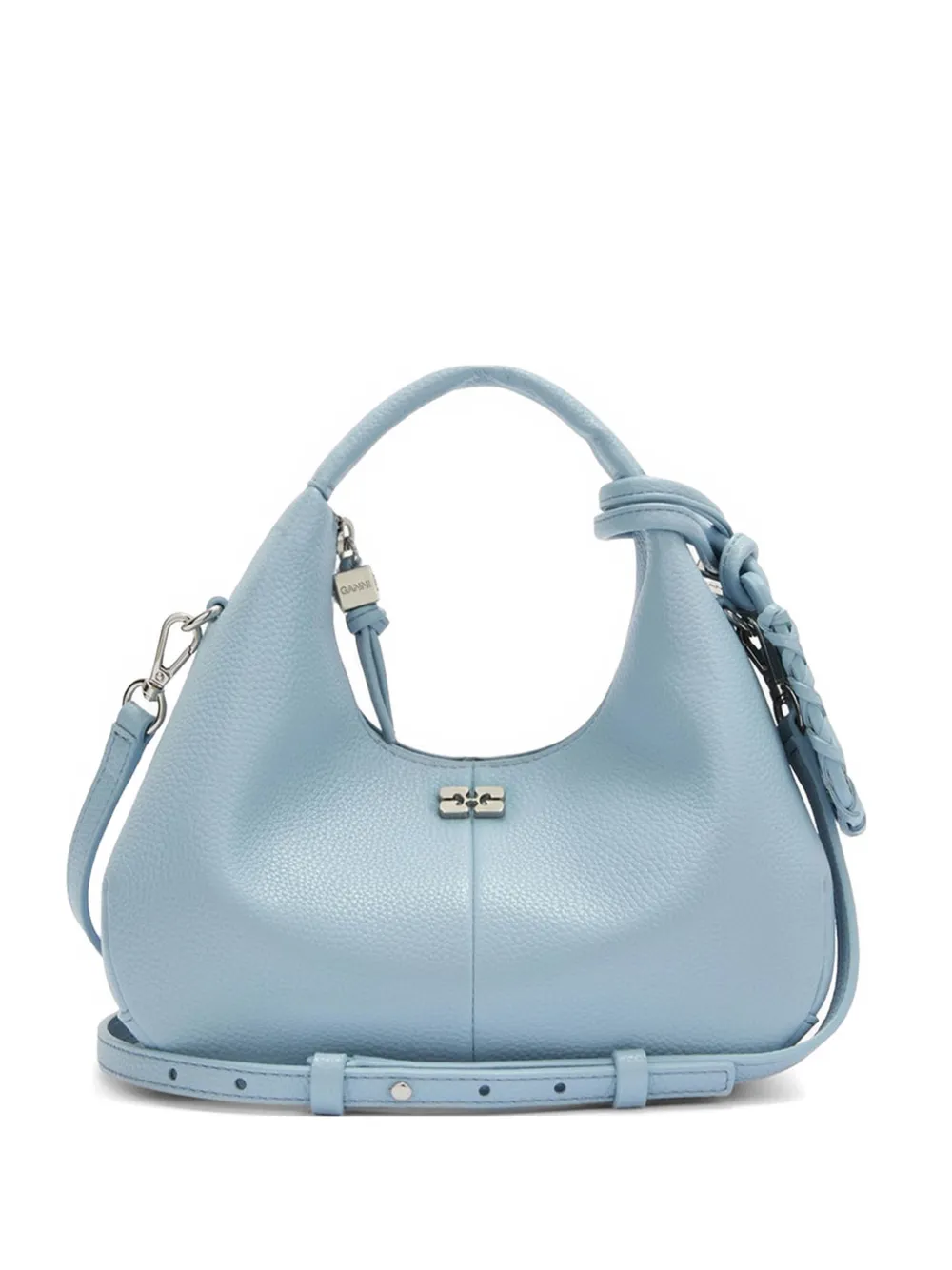 GANNI logo-plaque hobo bag - Blu