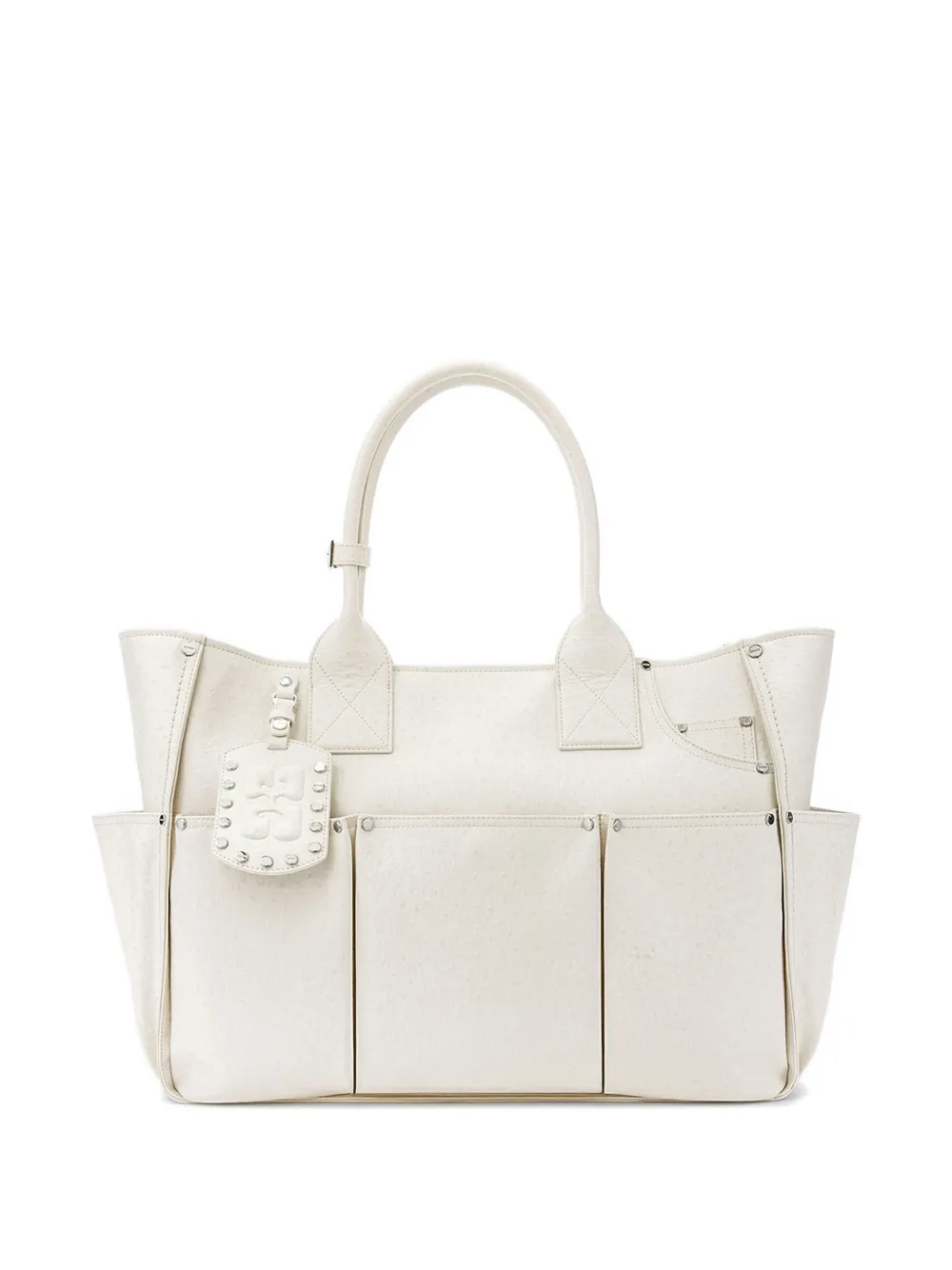 GANNI Posy ostrich-effect shoulder bag - Bianco
