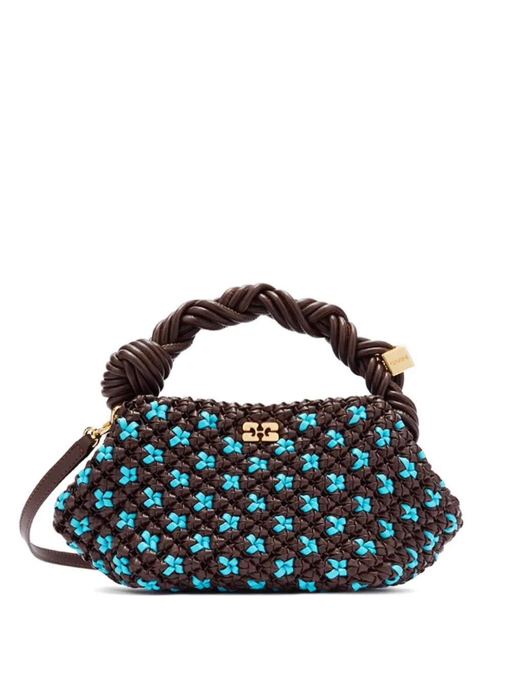 GANNI Bou braided shoulder bag - Braun