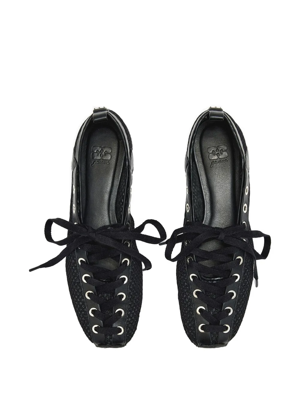GANNI mesh ballet flats Zwart