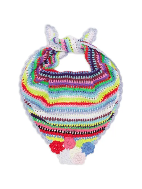GANNI striped crochet-knit scarf