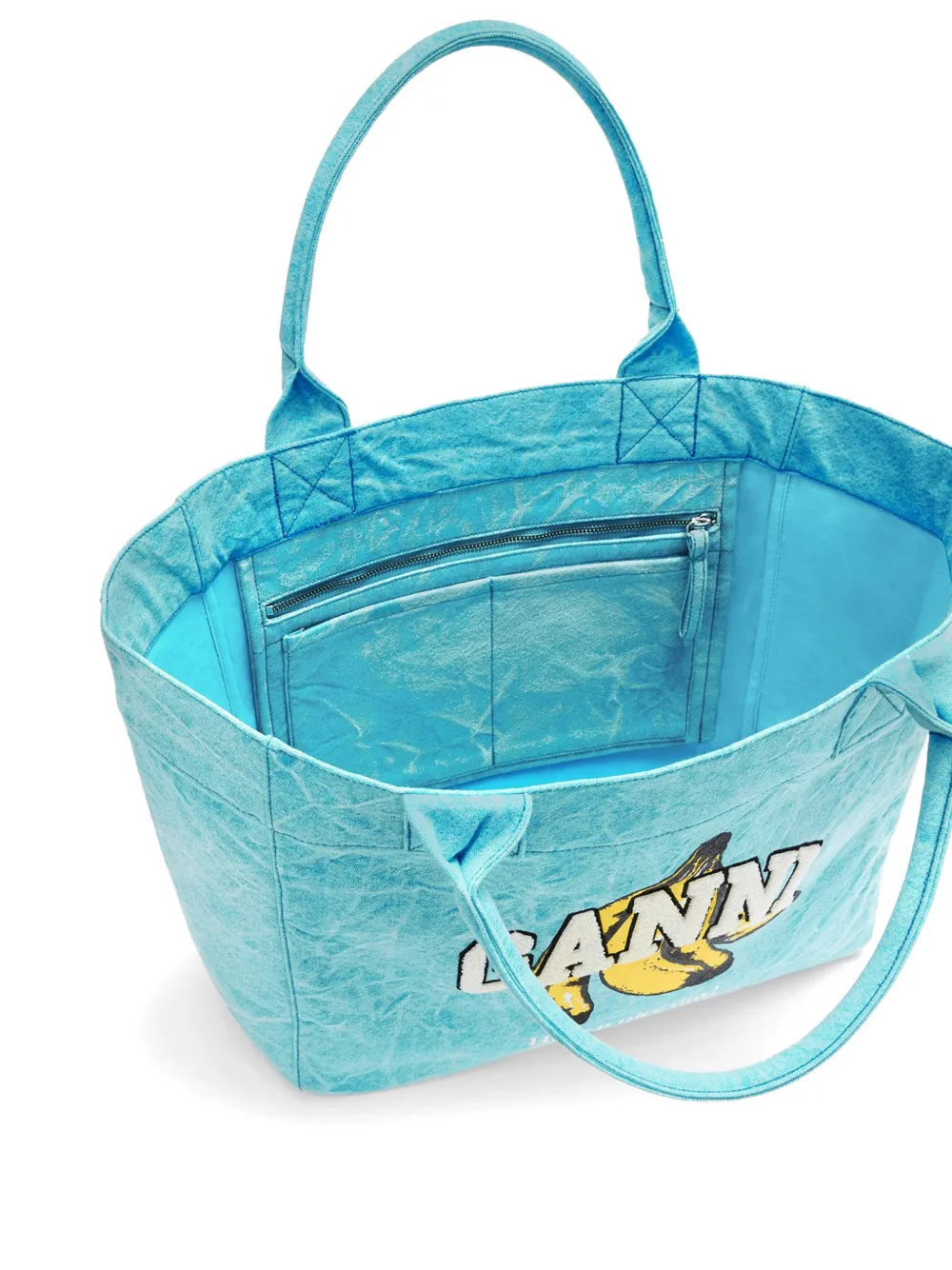 GANNI Shopper met print Blauw