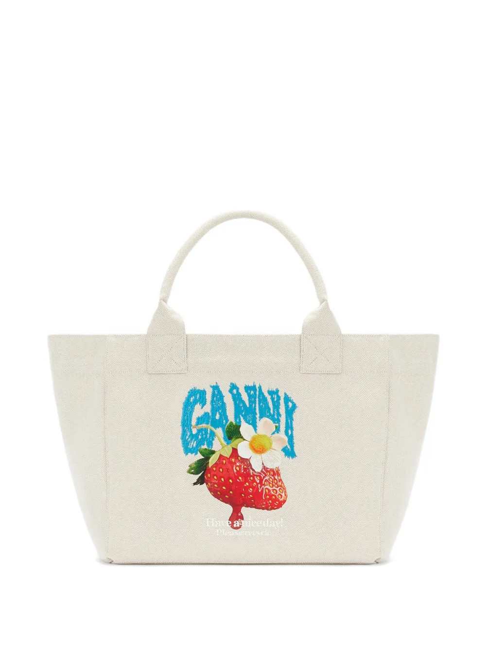 GANNI Borsa tote media con stampa - Bianco