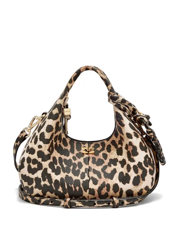 Ganni Mini Bag in Grained Leopard in Neutrals