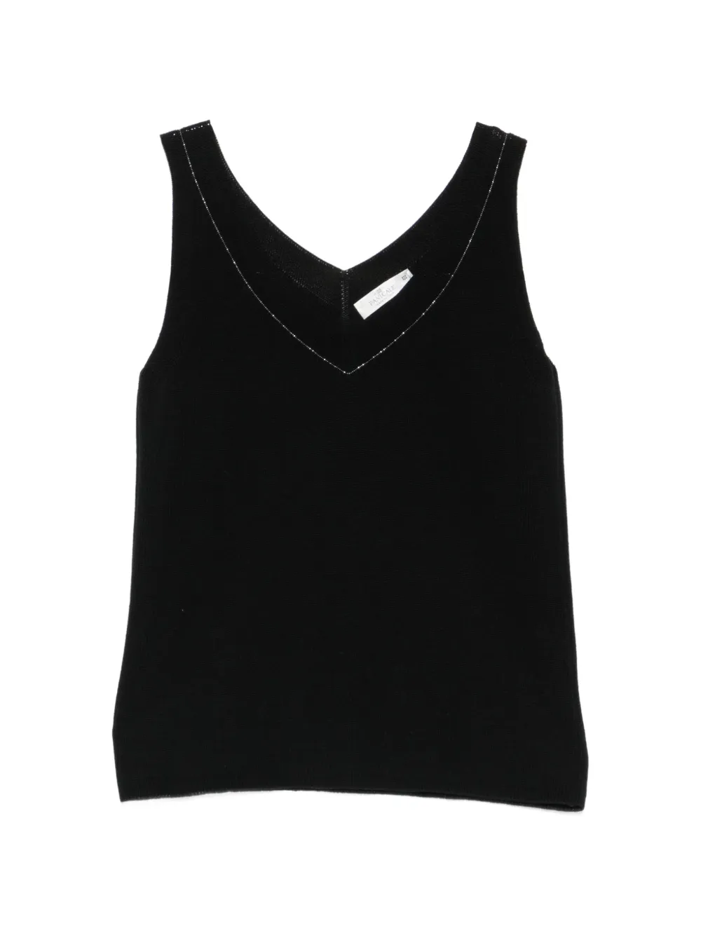 PANICALE bead-embellished V-neck top - Nero