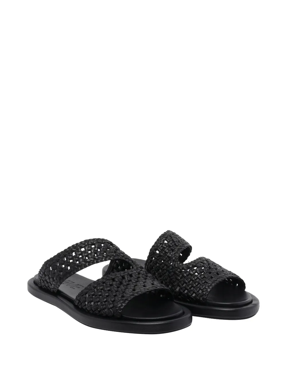 POEVE Delphine geweven leren sandalen Zwart