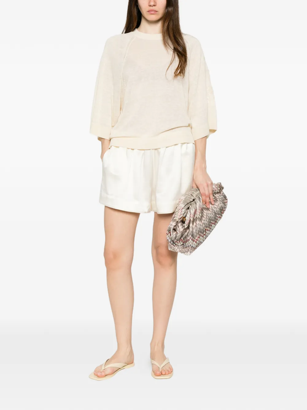 PANICALE Sweater verfraaid met pailletten en raglan mouwen Beige