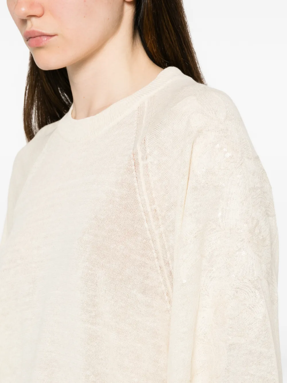PANICALE Sweater verfraaid met pailletten en raglan mouwen Beige