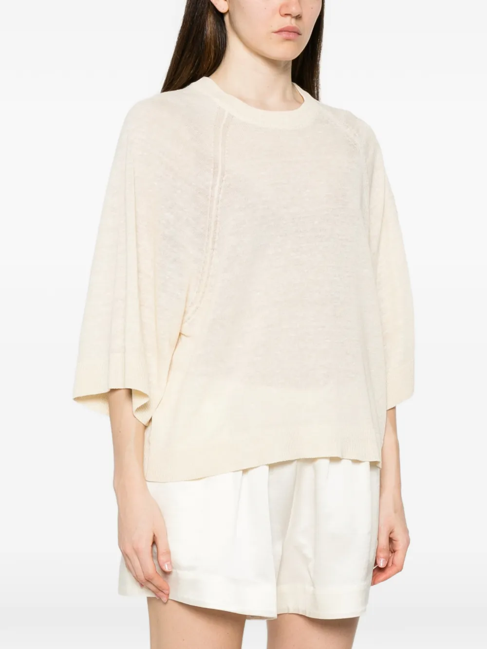 PANICALE Sweater verfraaid met pailletten en raglan mouwen Beige