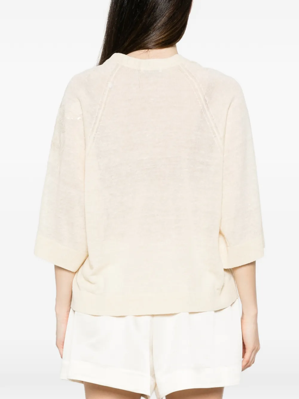 PANICALE Sweater verfraaid met pailletten en raglan mouwen Beige