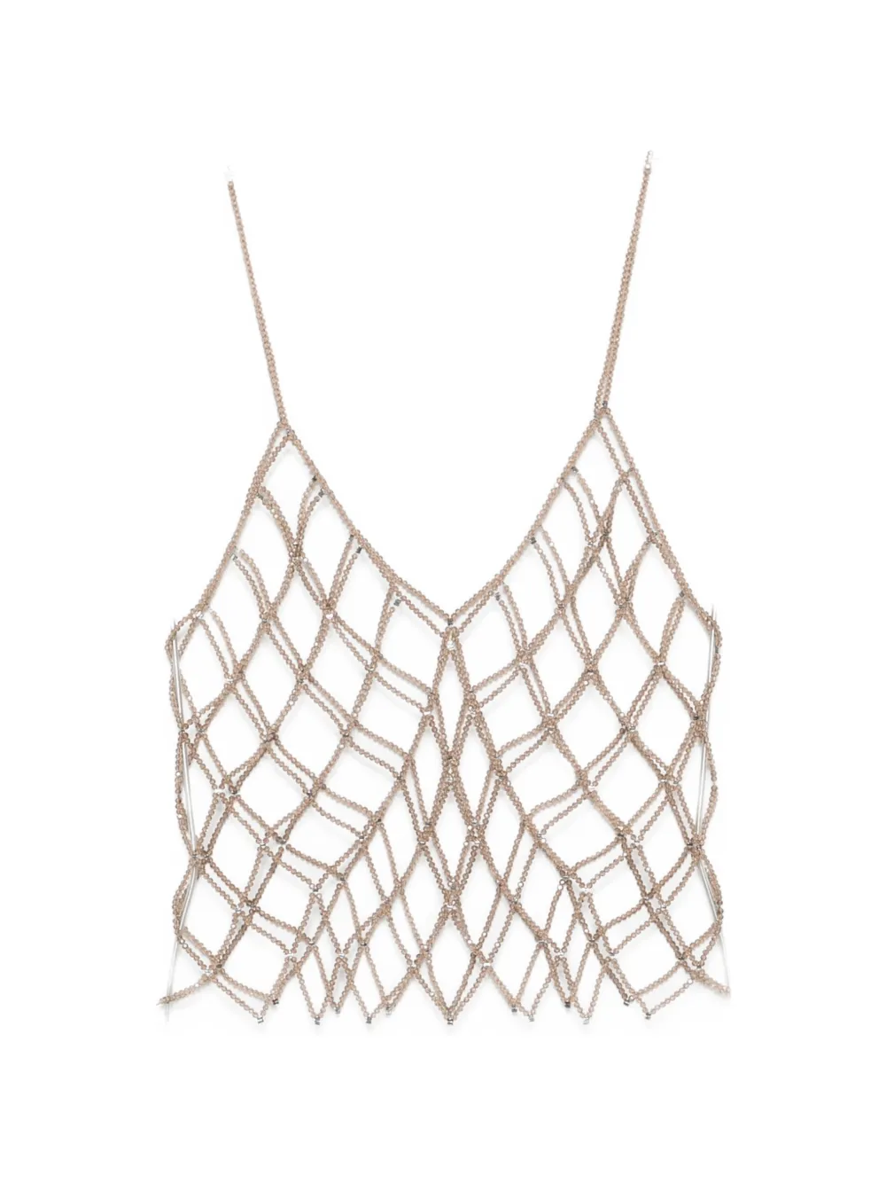 PANICALE bead-embellished sleeveless top - Marrone