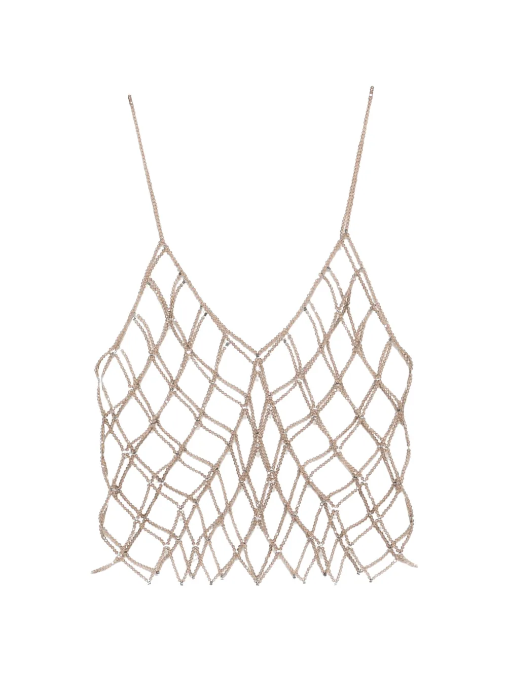 PANICALE bead-embellished sleeveless top - Marrone