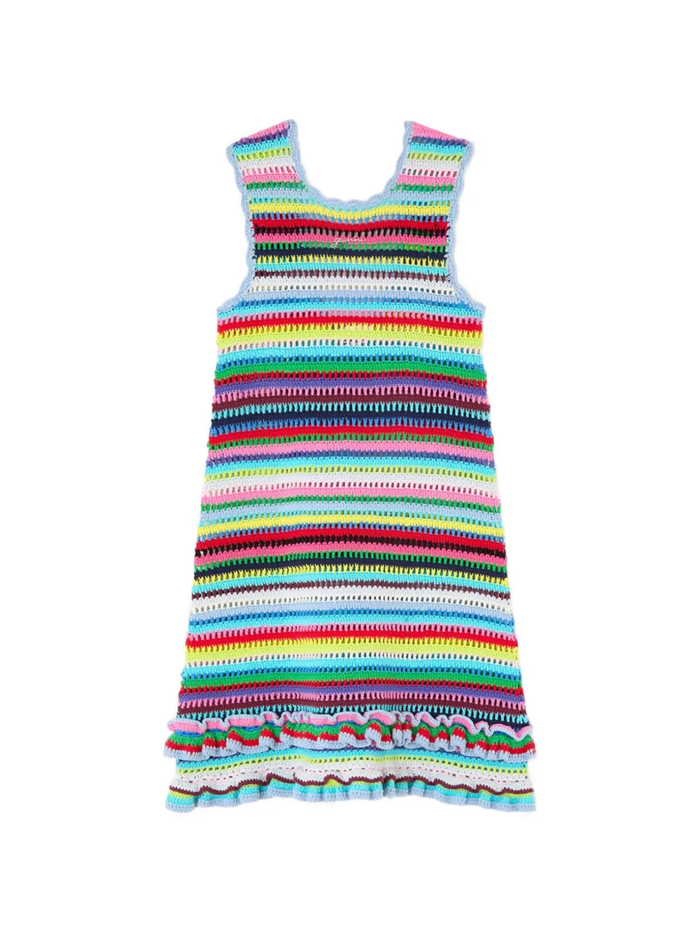 GANNI crochet-knit mini dress - Blue