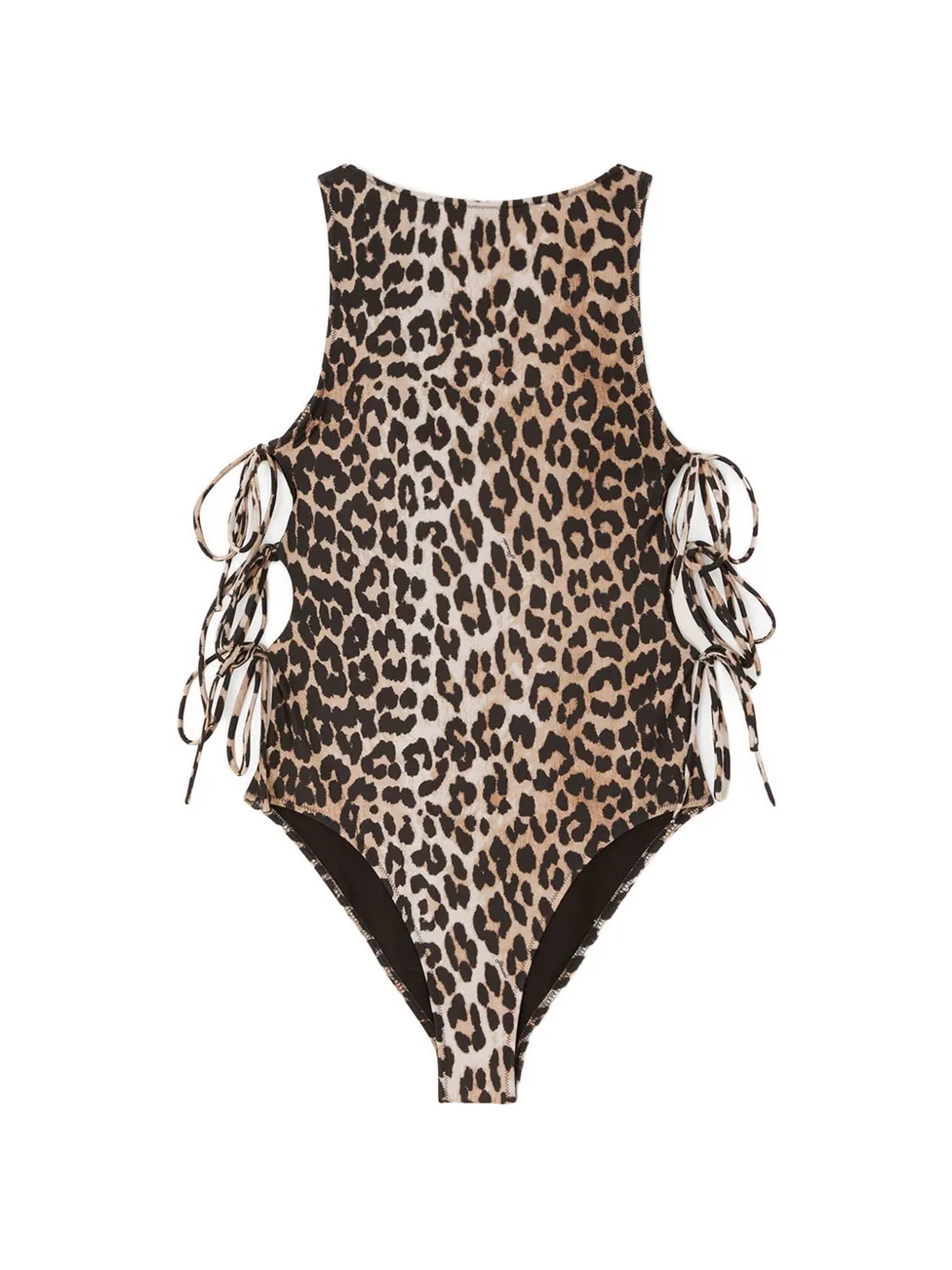 GANNI leopard-print lace-up swimsuit - Toni neutri