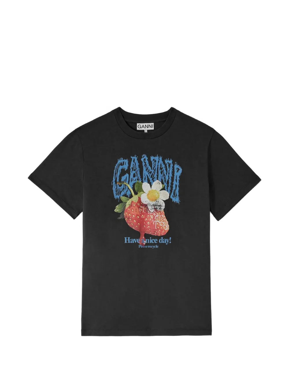 GANNI strawberry-print T-shirt - Nero