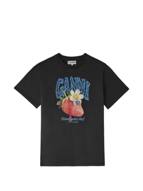 GANNI strawberry-print cotton T-shirt