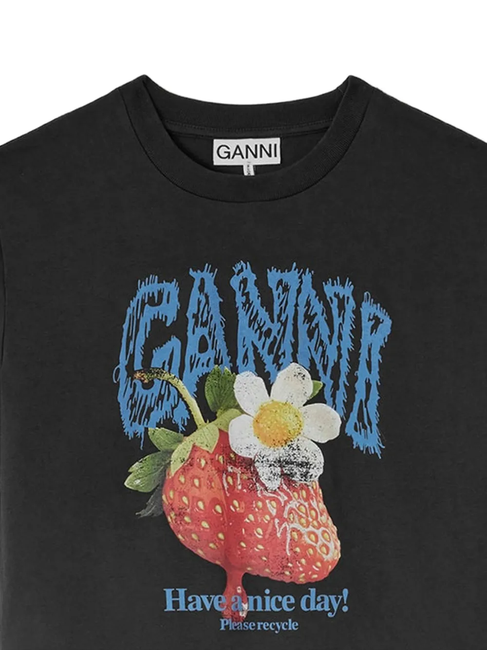 GANNI T-shirt met aardbei Zwart