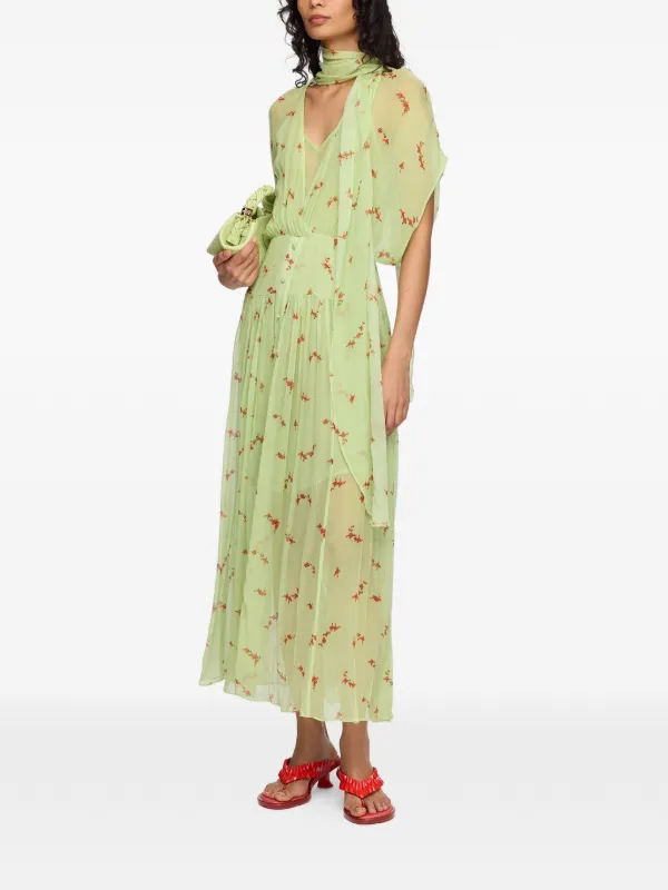 GANNI フローラルシルクドレス M GANNI フローラル ドレス | グリーン | FARFETCH JP