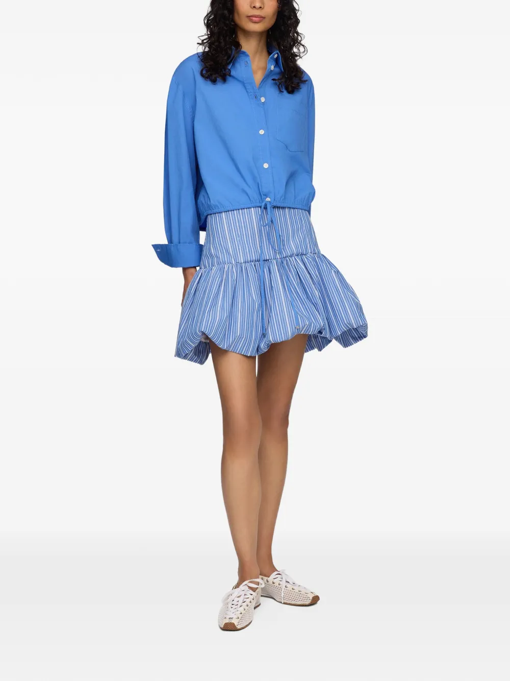GANNI Gestreepte rok met ruches Blauw